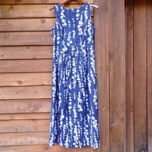 Chadwicks of Boston Sleeveless Women's 10 Blue Floral Maxi Button Front Dress